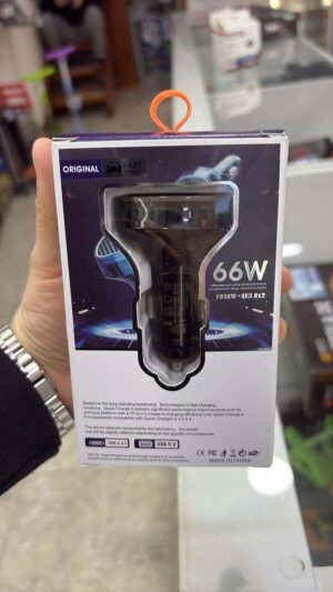 CARGADOR PARA AUTO TRASPARENTE CARGA RAPIDA 66W TIME