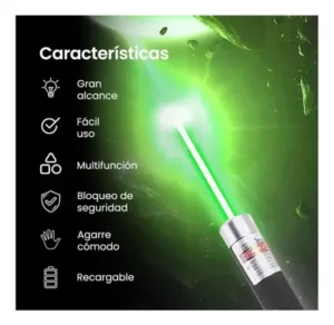 PUNTERO LASER LUZ VERDE 1000MW RECARGABLE 5 PROYECCIONES