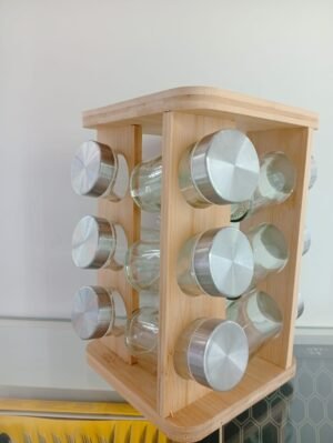 ESPECIERO 12 FRASCOS DE BAMBÚ ROTATIVO