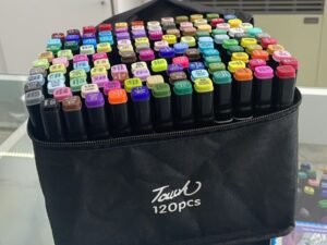 MARCADORES 120 FIBRONES DOBLE PUNTA COLORES MARCADORES EN BOLSO NEGRO