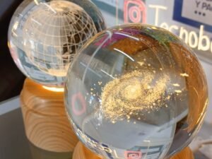 LAMPARAS DE CRISTAL 3D CON BASE DE MADERA LED